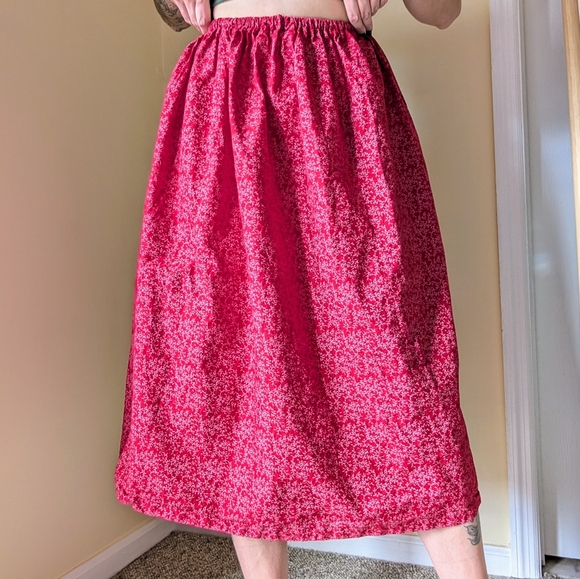 Vintage Red Floral Midi Maxi Skirt - Picture 1 of 6